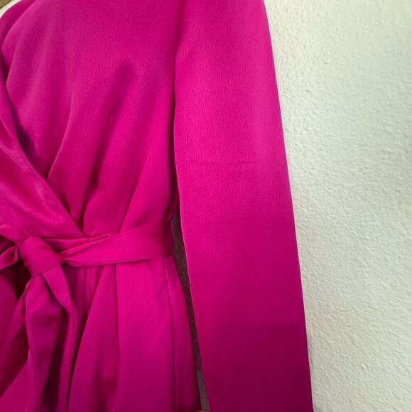Taylor Wrap Dress Long Sleeve Magenta Pink Size 4 - Picture 5 of 14